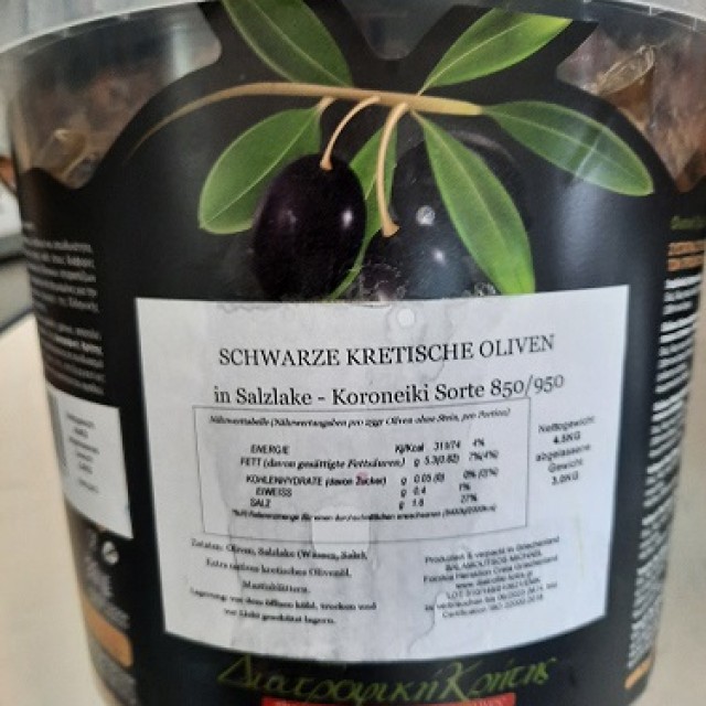 Schwarze kretische Oliven in Salzlake 4,5kg